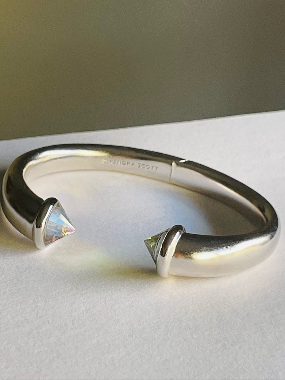 Kendra Scott - Jolie Hinged Dichroic Glass Cuff Silver Bracelet
